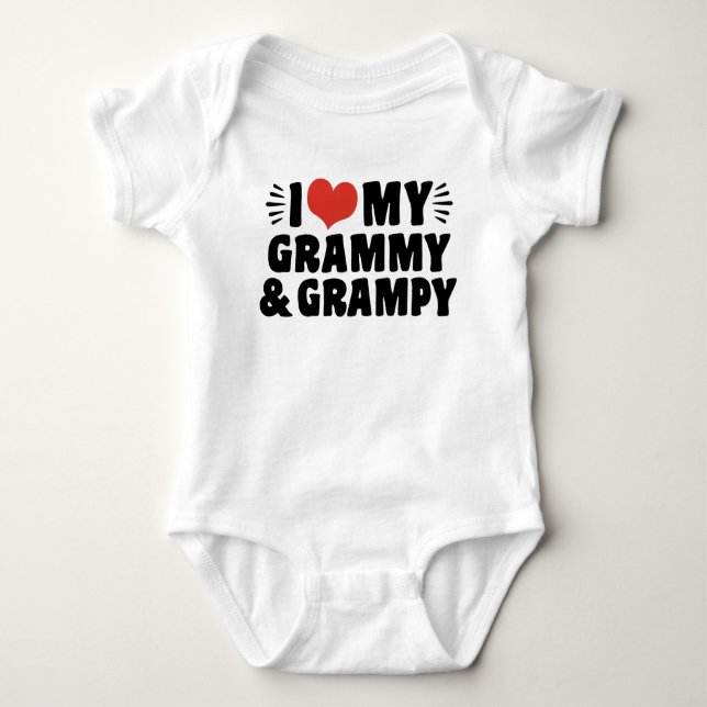 I Love My Grammy And Grampy Baby Bodysuit (Front)
