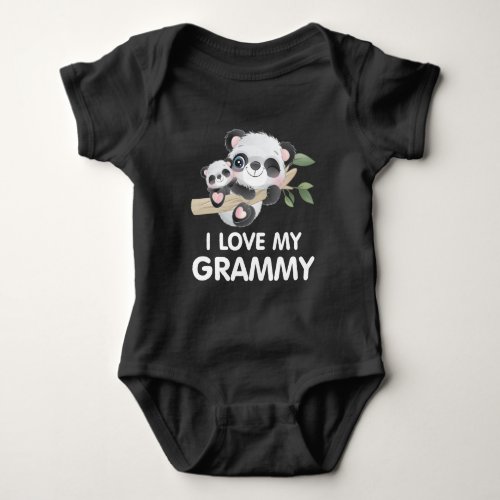 I Love My Grammy Cute Baby and Adult Pandas Baby Bodysuit