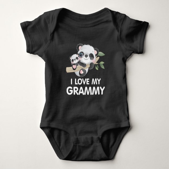 I Love My Grammy Cute Baby and Adult Pandas Baby Bodysuit (Front)