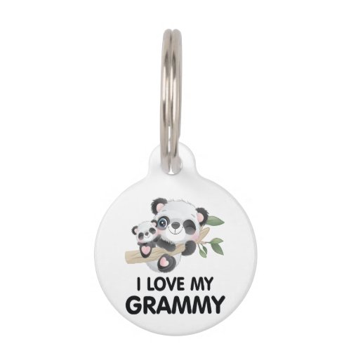 I Love My Grammy Cute Baby and Adult Pandas Pet ID Tag