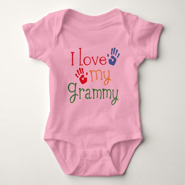 I Love My Grammy Handprints Baby Bodysuit (Front)