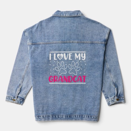 I Love My Grandcat  Cat  Granddad Grandma Grandpar Denim Jacket