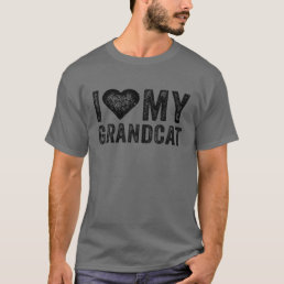 I Love My Grandcat Red Heart Cat Pet Lover Funny V T-Shirt