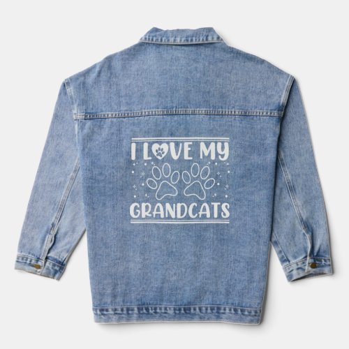 I Love My Grandcats  Cat  Granddad Grandma Grandpa Denim Jacket