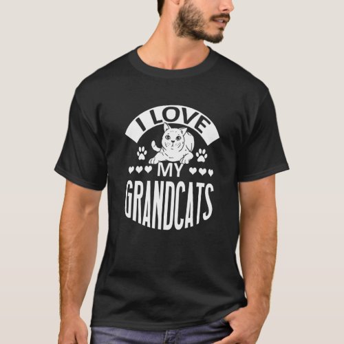 I Love My Grandcats  Cat  Granddad Grandma Grandpa T_Shirt