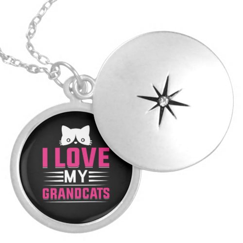 I Love My Grandcats Cat Locket Necklace