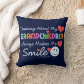 I Love My Grandchildren Cute Blue Throw Pillow (Blanket)