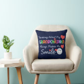 I Love My Grandchildren Cute Blue Throw Pillow (Chair)