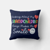 I Love My Grandchildren Cute Blue Throw Pillow (Back)