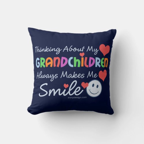 I Love My Grandchildren Cute Blue Throw Pillow