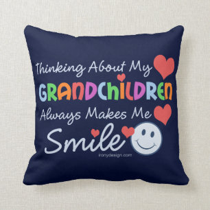 I Love My Grandchildren Cute Blue Throw Pillow