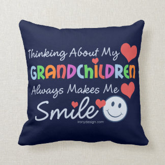 I Love My Grandchildren Cute Blue Throw Pillow
