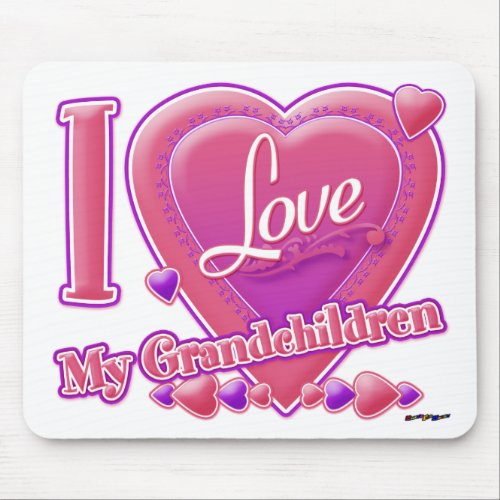 I Love My Grandchildren pinkpurple _ heart Mouse Pad