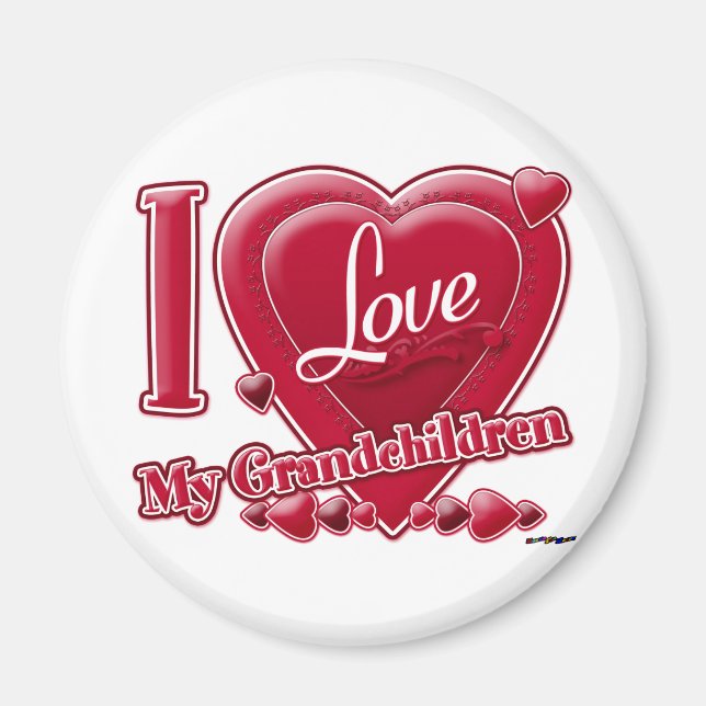 I Love My Grandchildren red hearts Magnet (Front)