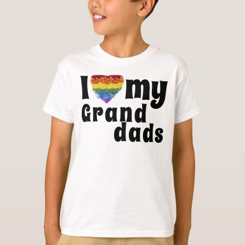 I Love my Granddads_heart shape Pride flowers  T_Shirt