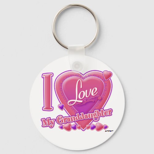 I Love My Granddaughter pinkpurple _ heart Keychain