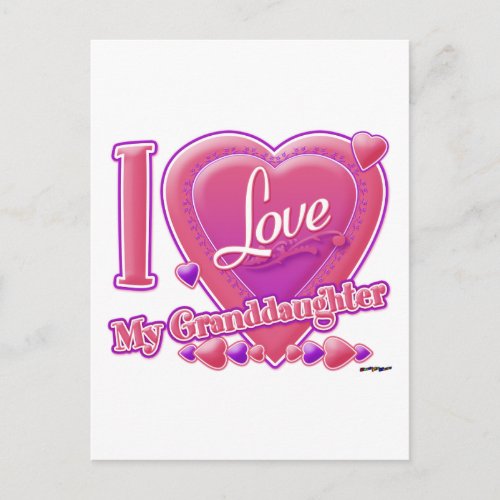 I Love My Granddaughter pinkpurple _ heart Postcard