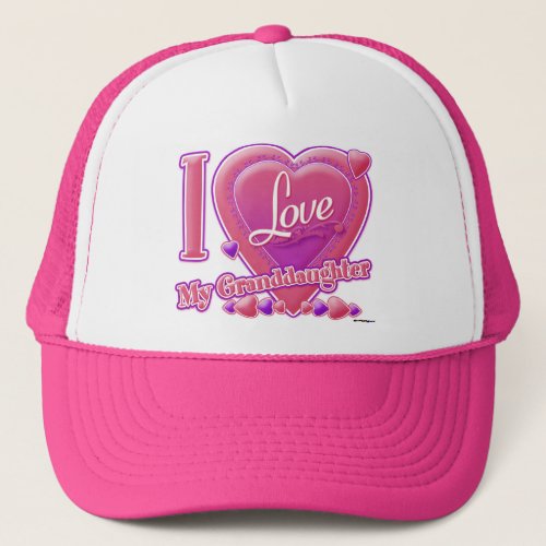 I Love My Granddaughter pinkpurple _ heart Trucker Hat