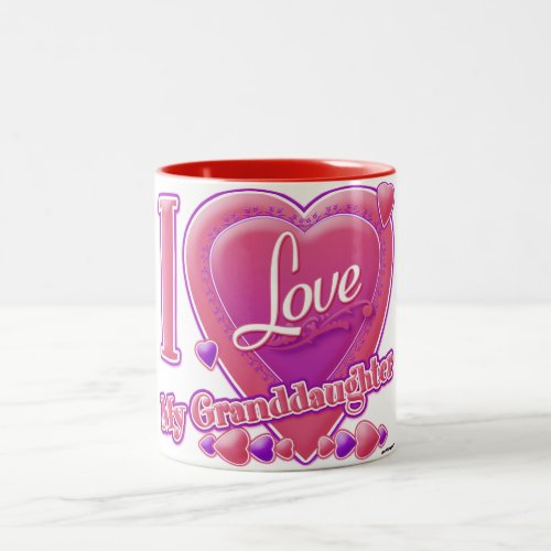 I Love My Granddaughter pinkpurple _ heart Two_Tone Coffee Mug