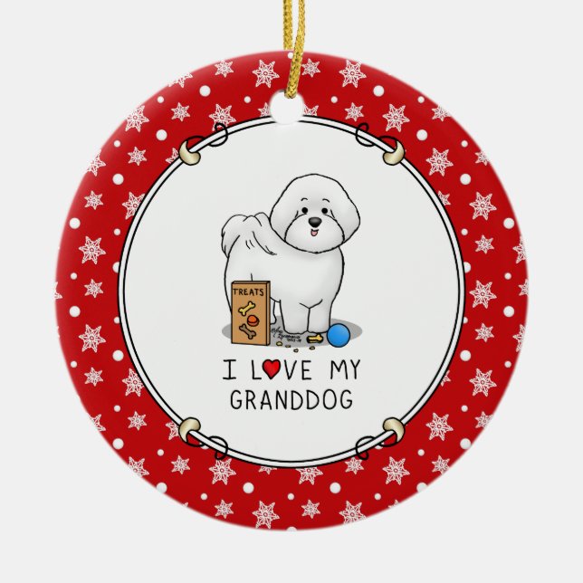 I Love My Granddog Bichon Frise Dog Grandmother Ceramic Ornament (Front)
