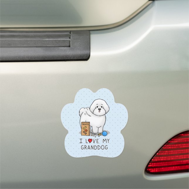 I Love My Granddog Bichon Frise Dog - grandparent Car Magnet (In Situ)
