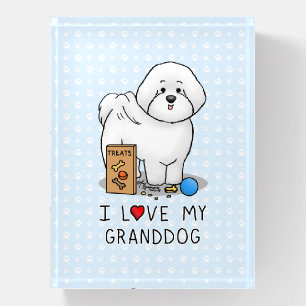 I Love My Granddog Bichon Frise Dog grandparents Paperweight