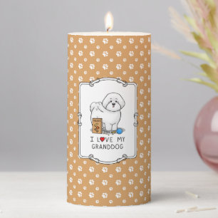 I Love My Granddog Bichon Frise Dog - Grandparents Pillar Candle
