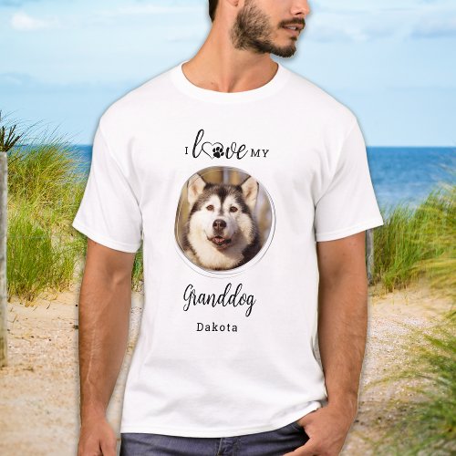 I Love My Granddog Grandpa Personalized Pet Photo T_Shirt