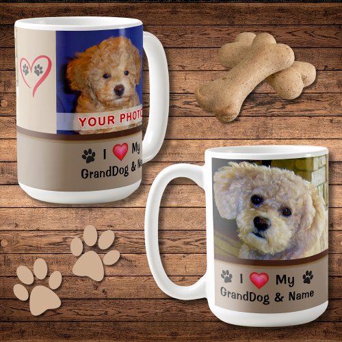 I Love My GrandDog Mug with Your 2 Photos and Text