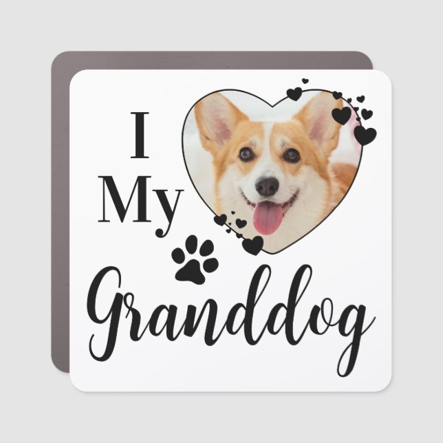 I Love My Granddog Personalized Dog Pet Photo  Car Magnet (Front)