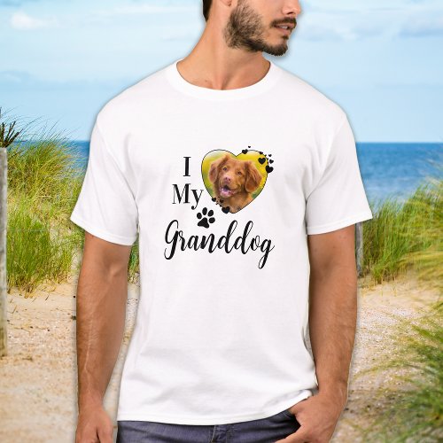 I Love My Granddog Personalized Grandpa Pet Photo T_Shirt
