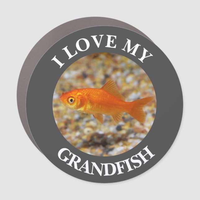 I LOVE MY GRANDFISH car magnet (Front)