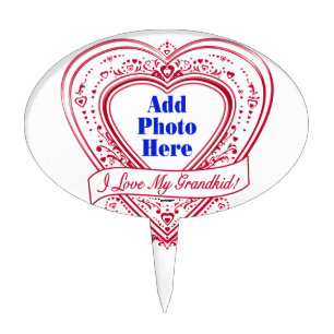 I Love My Grandkid! Photo Red Hearts Cake Topper