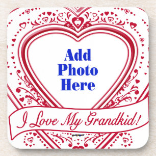 I Love My Grandkid! Photo Red Hearts Coaster