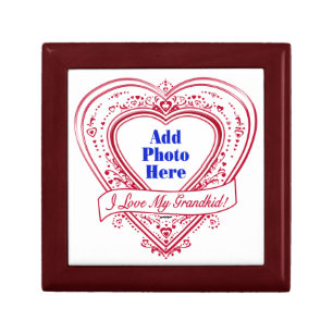 I Love My Grandkid! Photo Red Hearts Keepsake Box