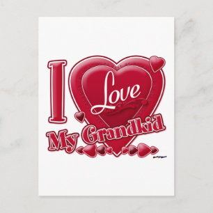 I Love My Grandkid Red Hearts Postcard