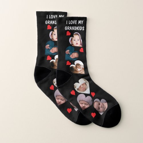 I Love My Grandkids 6 Photo Collage  Hearts Socks