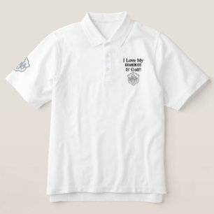 I Love My Grandkids and Golf Silver Monogram Embroidered Polo Shirt