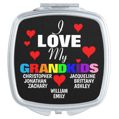 I Love My Grandkids NAMES Red Heart Compact Mirror