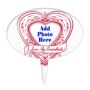 I Love My Grandkids! Photo Red Hearts Cake Topper