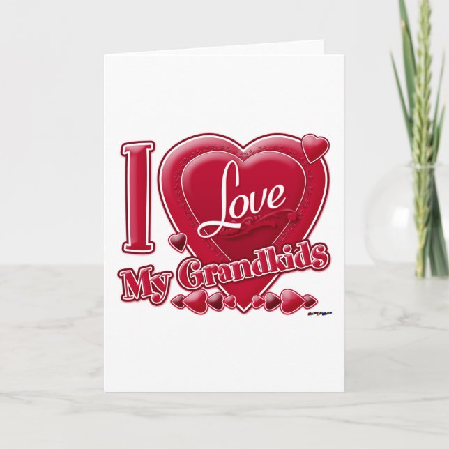 I Love My Grandkids red - heart Holiday Card (Front)