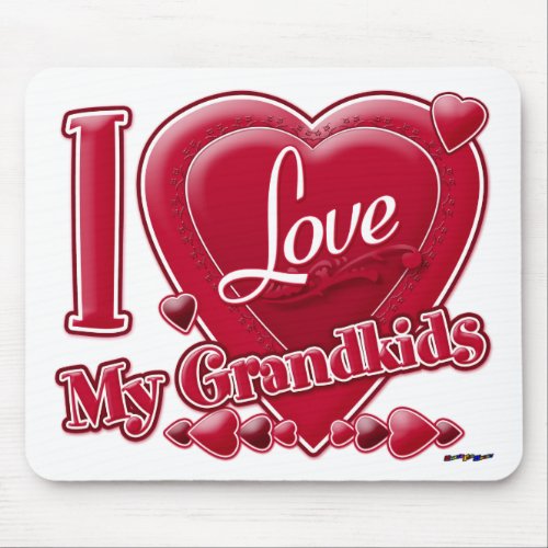I Love My Grandkids red _ heart Mouse Pad