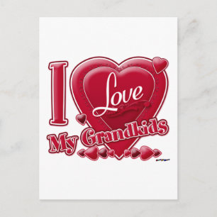 I Love My Grandkids red - heart Postcard