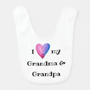 I Love My Grandma and Grandpa Baby Bib