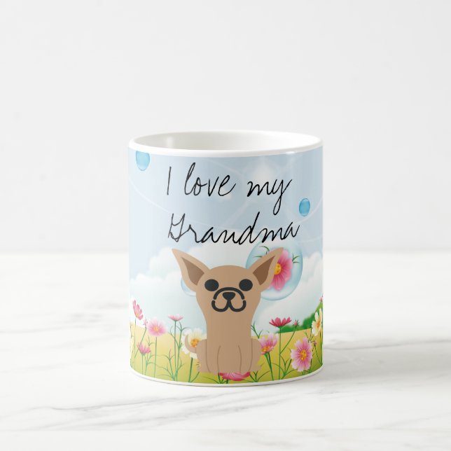 I love my grandma Chihuahua / Chiweenie garden mug (Center)