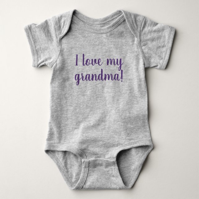 I Love My Grandma Custom Purple Gray Baby Bodysuit (Front)