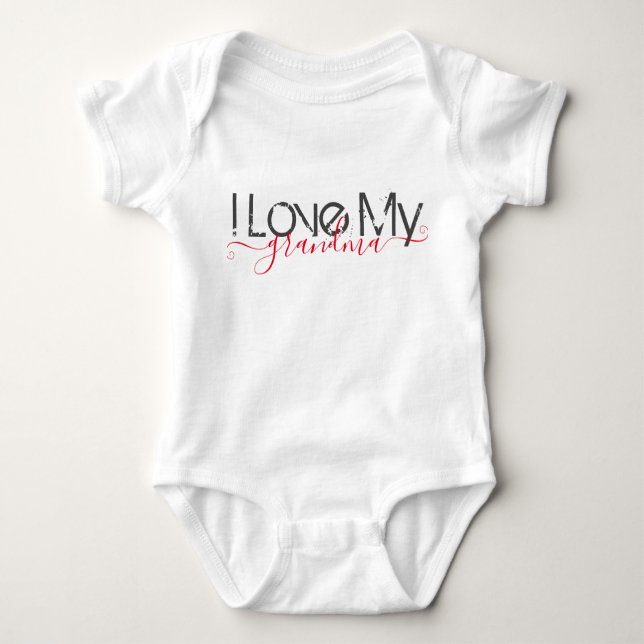 I Love My Grandma | Customizable Red Script Baby Bodysuit (Front)