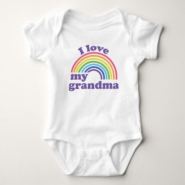 I Love My Grandma - Cute Rainbow  Baby Bodysuit (Front)