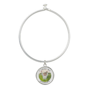I love My Grandma Grandchild Photo  Bangle Bracelet