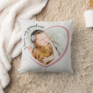 I Love My Grandma Heart Photo Gift Throw Pillow